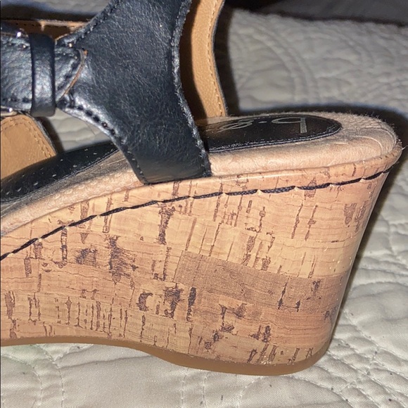 Black Leather Ankle Strap Wedge Sandals - Picture 4 of 6